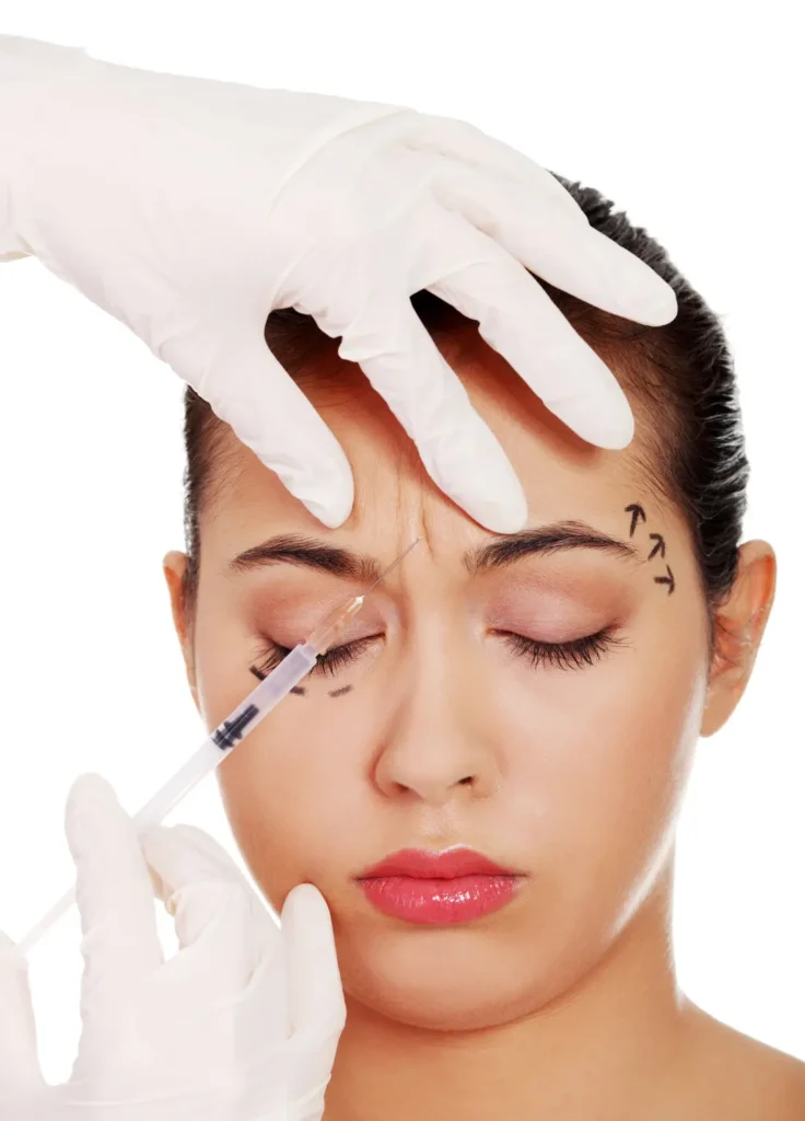 Botox treatment showing anti wrinkle injection and facial rejuvenation procedure