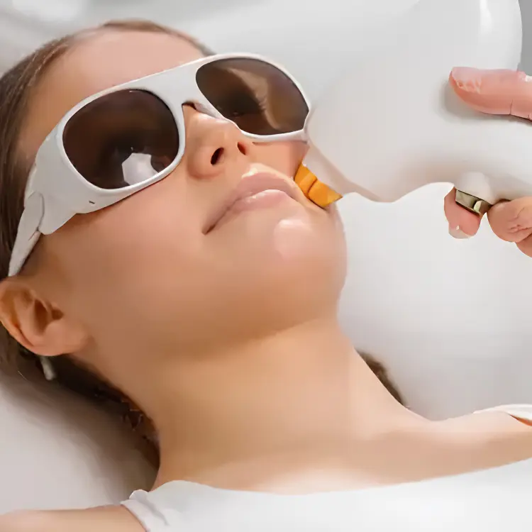 Laser scar reduction treatment showing skin repair and scar removal procedure