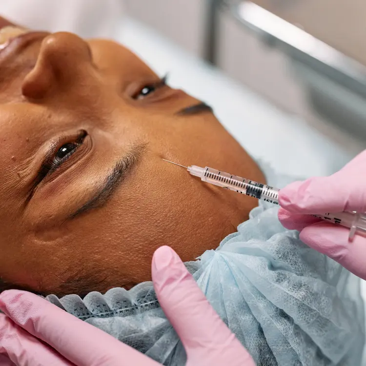 Botox treatment showing anti wrinkle injection