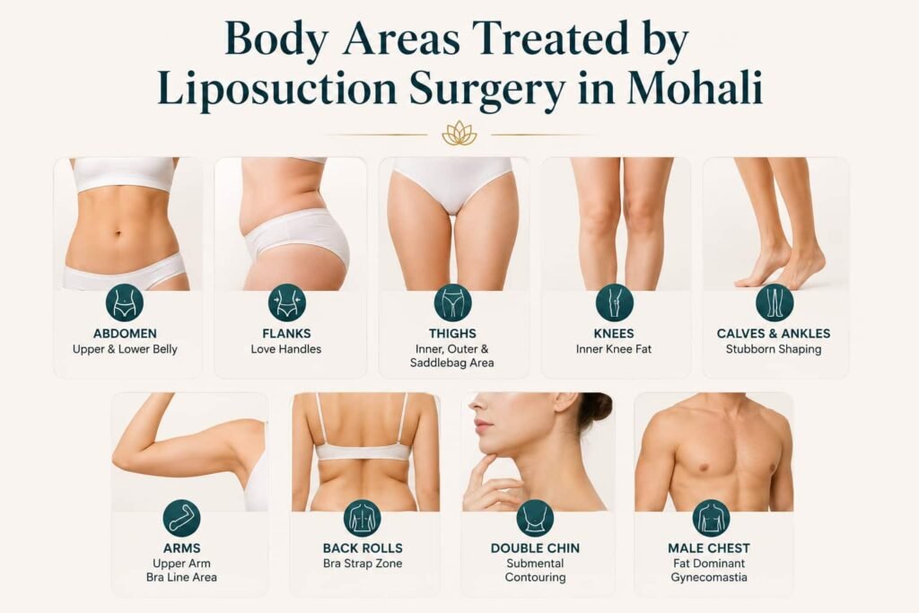 Body Areas Treated by Liposuction Surgery in Mohali