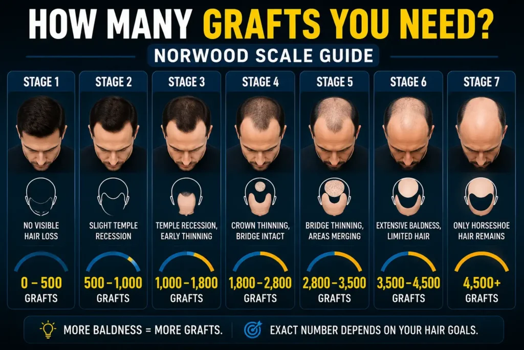 How Many Grafts You Actually Need Norwood Scale Guide
