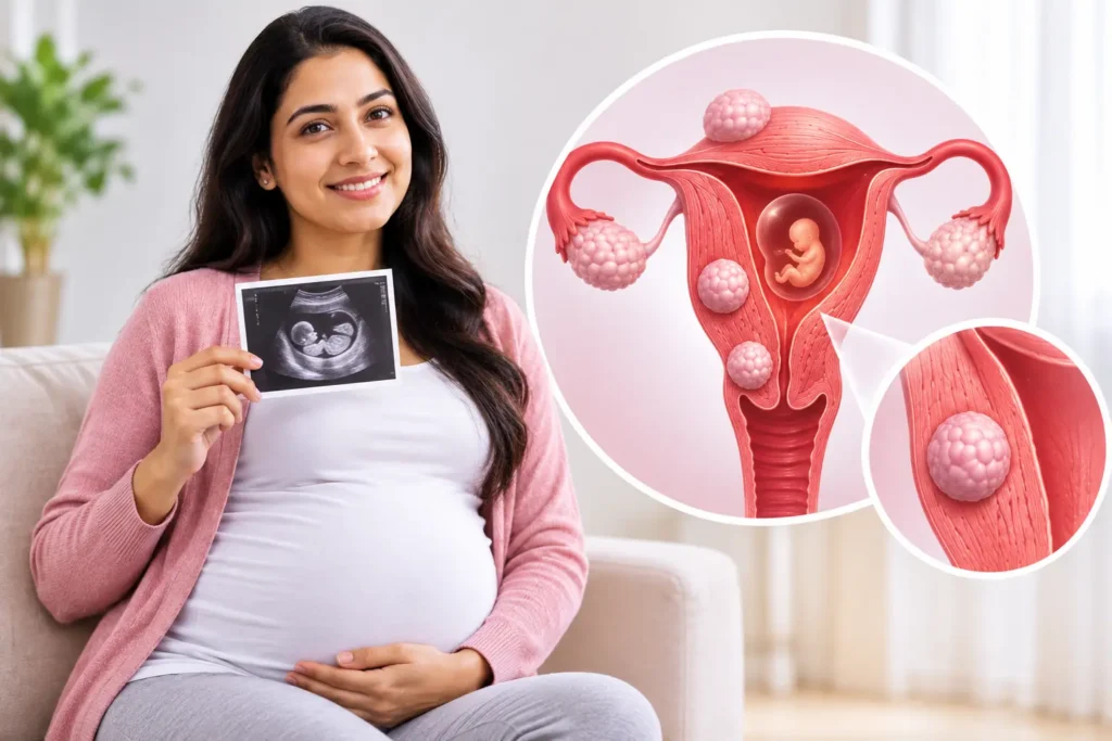Woman with positive pregnancy