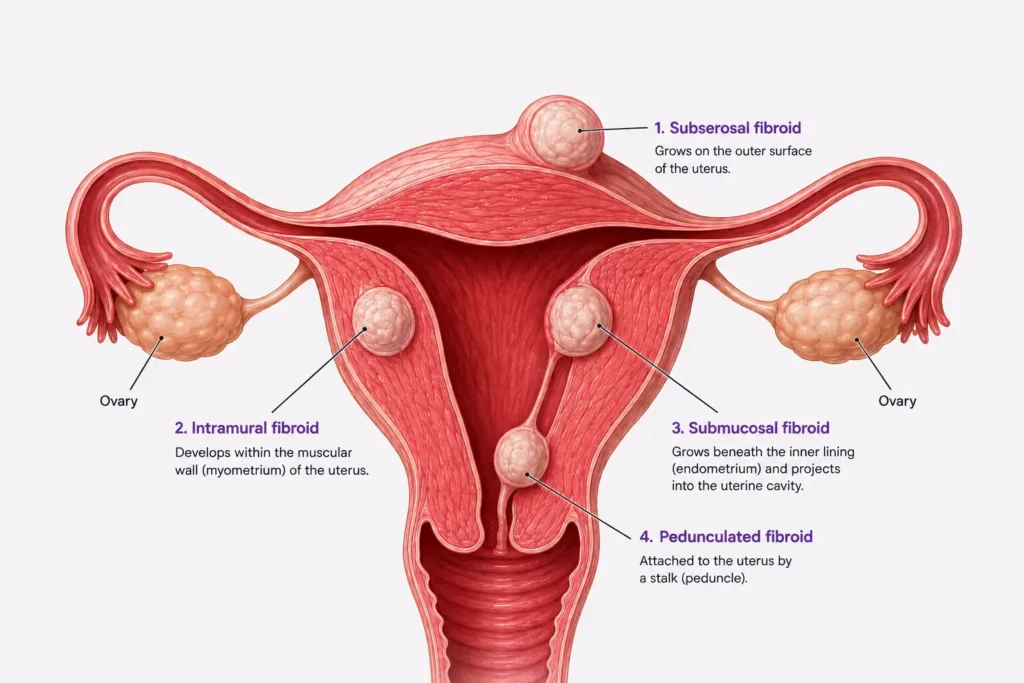 Types of Uterine Fibroids Subserosal, Intramural, Submucosal & Pedunculated Fibroids